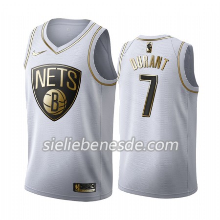 Herren NBA Brooklyn Nets Trikot Kevin Durant 7 Nike 2019-2020 Weiß Golden Edition Swingman